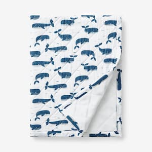 Company Kids Whale School Blue Multi Organic Cotton Percale Stroller Blanket