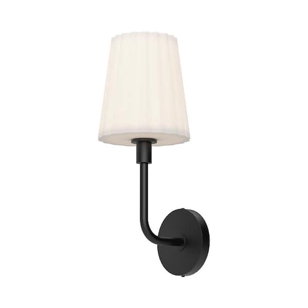 ALORA MOOD Plisse 7-in 1 Light 60-Watt Matte Black/Opal Matte Glass Vanity Light