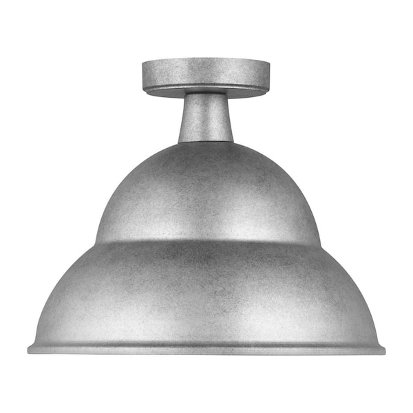 Generation Lighting Barn Light 1-Light Weathered Pewter Exterior Outdoor Flush Mount Ceiling Light