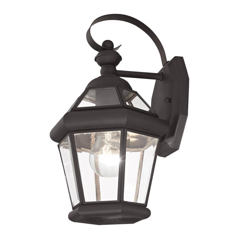 Georgetown Classic Bronze Lantern Wall Light with Clear Glass