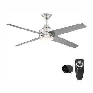 Mercer 56 in. Integrated LED Brushed Nickel Ceiling Fan with Light Kit works with Google Assistant and Alexa