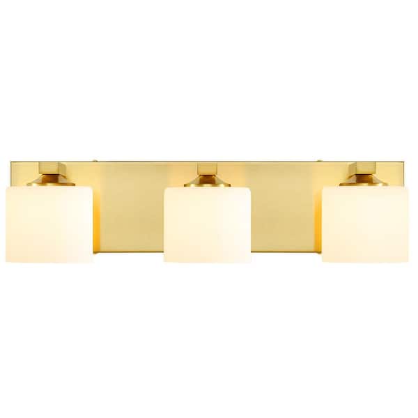 LAZYTIME HOME DECOR INC 20.5 in. 3 Light Gold Plating Vanity Light with Frosted Glass Shade