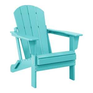 Laguna Fade Resistant Outdoor Patio HDPE Poly Plastic Classic Folding Adirondack Lawn Chair in Turquoise