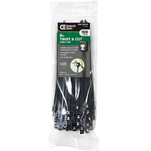 8 in. Twist and Cut Cable Tie, Black (100-Pack)
