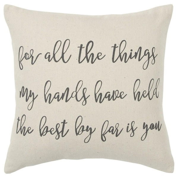 HomeRoots Natural Solid Polyester 20 in. x 20 in. Throw Pillow