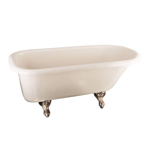Unbranded 5 ft. Acrylic Ball and Claw Feet Roll Top Tub in Bisque