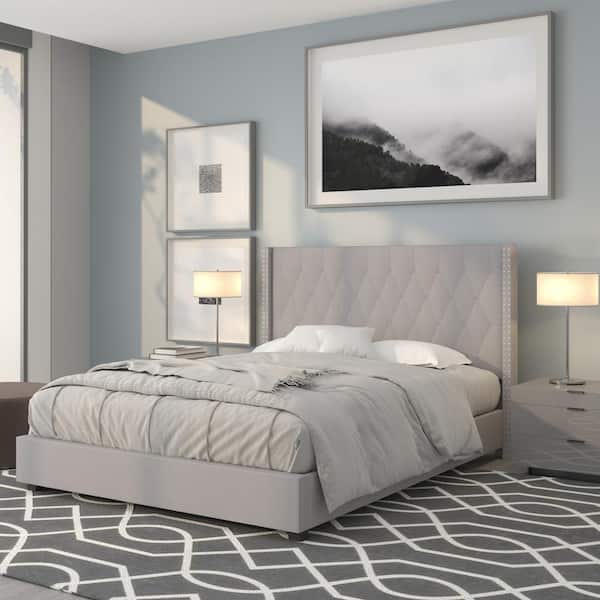Flash Furniture Gray Queen Platform Bed, Light Gray Bedroom Sets Queen Size