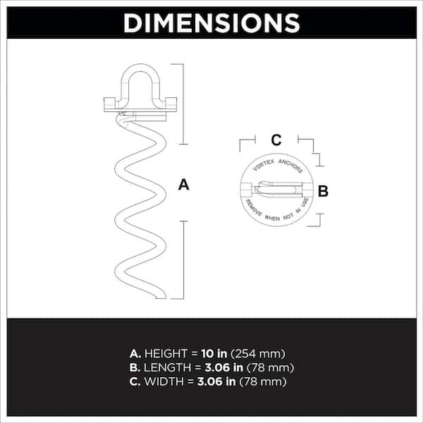 Vortex - 8 in. Steel Folding Ring Spiral Ground Anchor