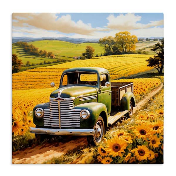Truck Through Sunflower Field by Heidi Kuntz Unframed Nature Graphic Art Print 24 in. x 4 in.