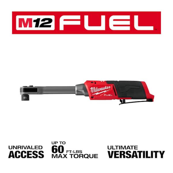 M12 FUEL 12-Volt 3/8 in. Lithium-Ion Brushless Cordless Extended Reach Ratchet (Tool-Only) M12 FUEL 12-Volt 3/8 in. Lithium-Ion Brushless Cordless Extended Reach Ratchet (Tool-Only)