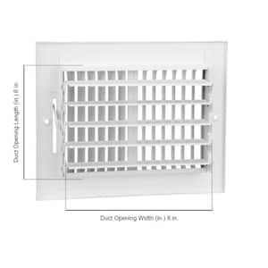 8 in. x 6 in. 2-Way Steel Wall/Ceiling Register in White