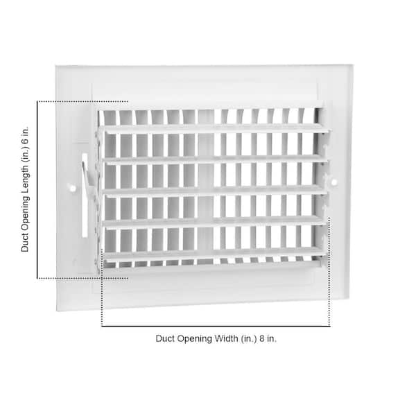 8 in. x 6 in. 2-Way Steel Wall/Ceiling Register in White