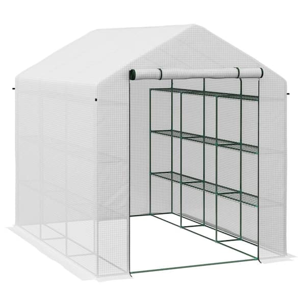 Unbranded 95.25 x 70.75 x 82.75 in. Steel Planter Walk-In Greenhouse for Outdoor-Roll-Up Zipper Door, PE Cover, Humidity Seal Kit
