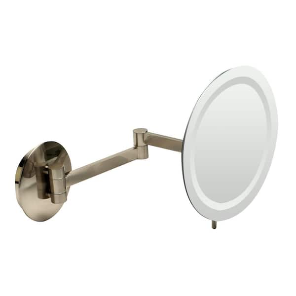 ALFI BRAND 9 in. x 9 in. Lighted Wall Makeup Mirror in Brushed Nickel