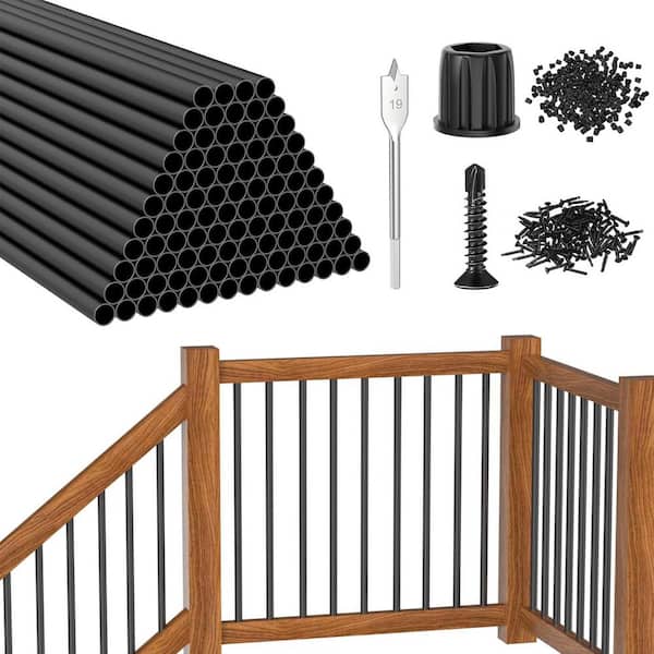 32 in. H x .75 in. W Black Aluminum Stair Railing Kit