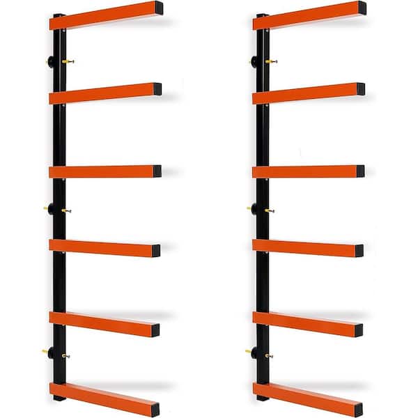 Angel Sar 600 lb. 6 Levels Shelf Cantilever Racking, Lumber Rack Steel Wall Mounted (1-Pair)