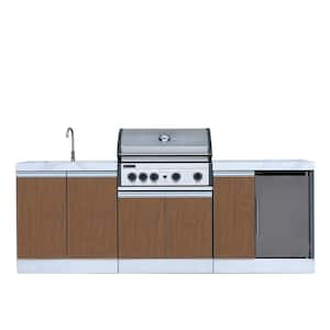 Bespoke 5B Propane Grill Island Modular Outdoor Kitchen in Wood Pattern