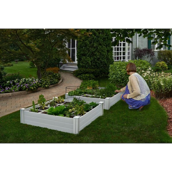 Vita Classic 48 In X 11 White Vinyl Raised Garden Bed With Grogrid Vt17103 The Home Depot - New England Arbors White Vinyl Raised Garden Bed 2 Pack