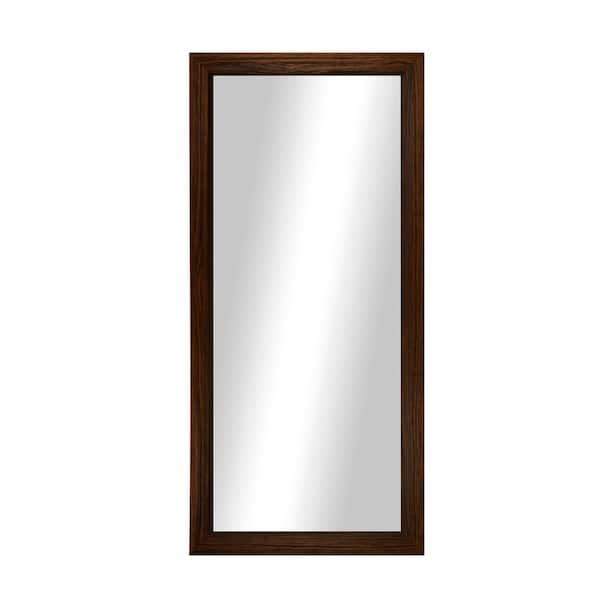 Unbranded Modern Rustic ( 53.75 in. W x 35.25 in. H ) Wooden Mocha Wall Mirror