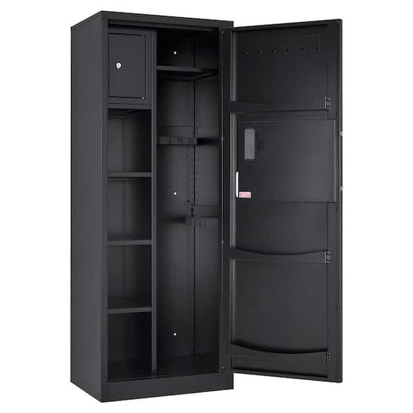 4-Gun Safe, Fireproof Long Gun Cabinet, Quick Access, 3-Ammo Slots, 2-Adjustable Racks, Digital Key/Password Lock