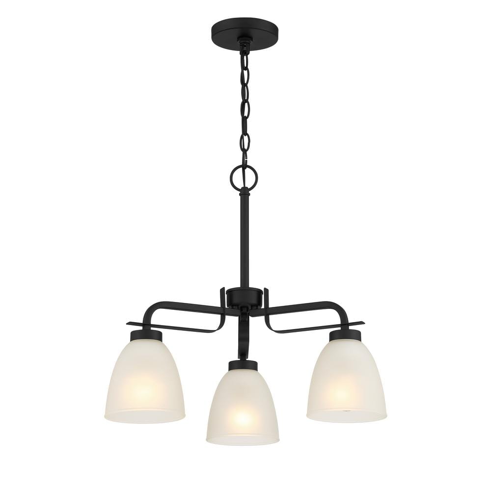 Coal and Etched Glass 3-Light Convertible Chandelier