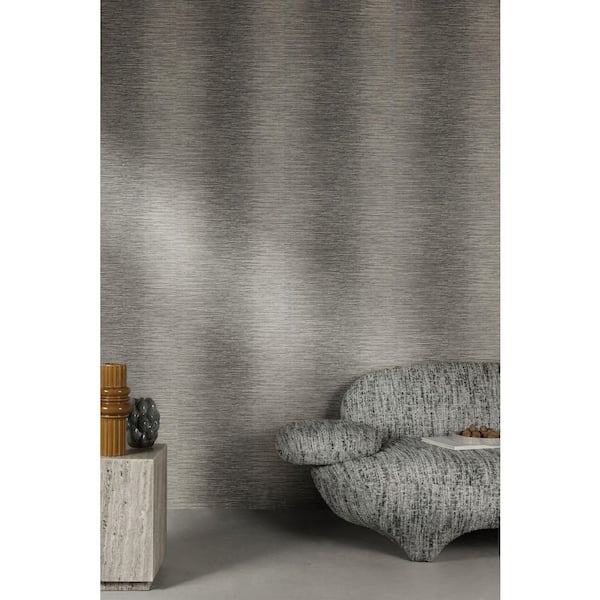 Charcoal Grey Horizontal Candy Stripe Print Non Woven Non-Pasted Textured Wallpaper 57 sq. ft.
