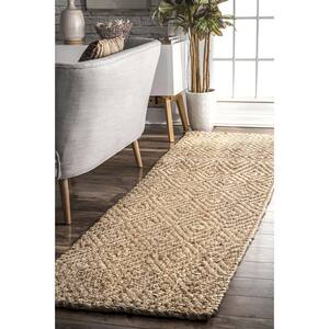 Alanna Diamond Jute Natural 3 ft. x 12 ft. Runner Rug