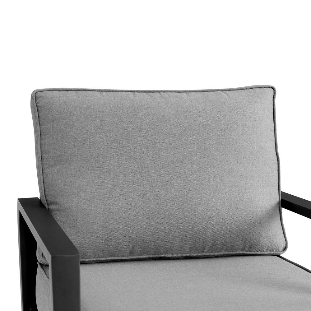 Luxurious Black Aluminum Swivel Glider Chair with Dark Gray Cushions