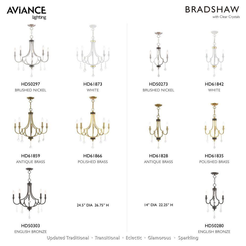 Antique Brass 5-Light Mini Crystal Chandelier