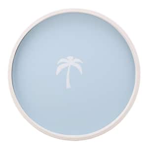 PASTIMES Palm Tree 14 in. W x 1.3 in. H x 14 in. D Round Light Blue Leatherette Serving Tray