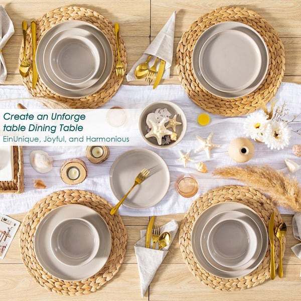 vancasso 18-Piece Gray Stoneware Dinnerware Set (Service for 6) Dining Set with Dinner Plates Dessert Plates and Cereal Bowls