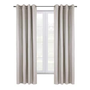 Shadow Off-white Polyester Textured 52 in. W x 108 in. L Grommet Indoor Blackout Curtain (Single Panel)
