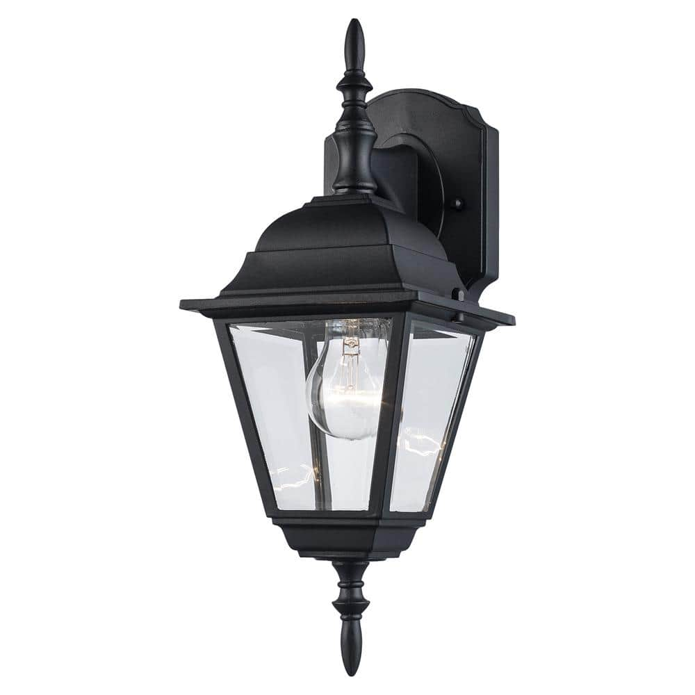 UPC 736916594110 product image for Argyle 1-Light Black Lantern Outdoor Wall Light Fixture with Clear Glass | upcitemdb.com