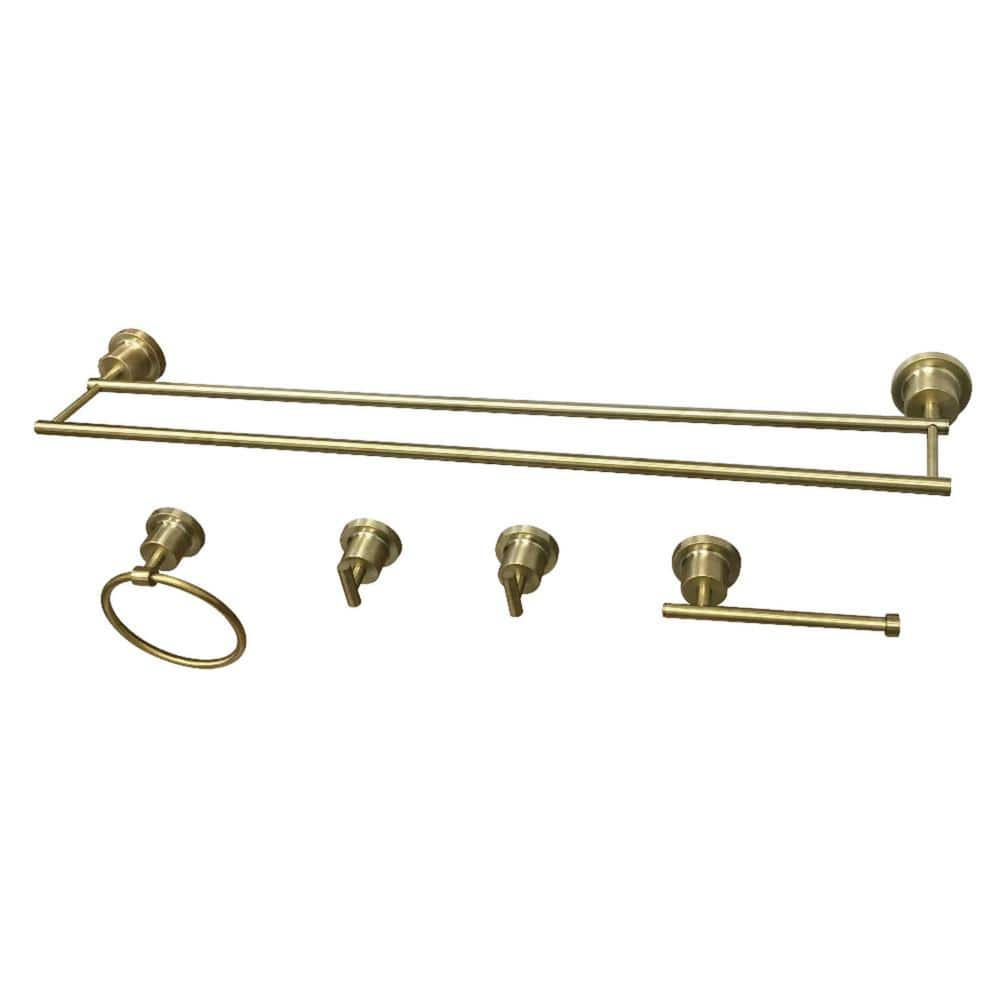 Kingston Brass Modern 5-Piece Bath Hardware Set In Brushed Brass ...