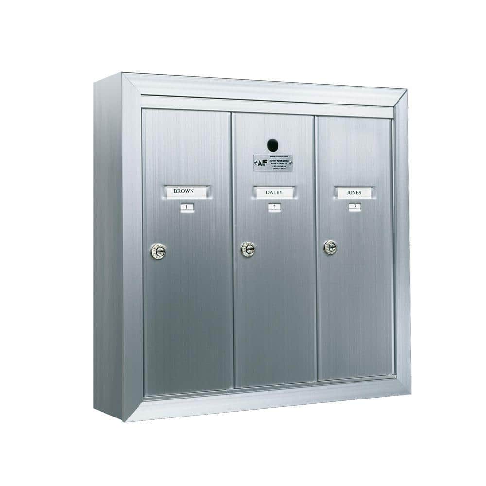 Florence 1250 Vertical Series 3-Compartment Aluminum Surface-Mount Mailbox  12503SMSHA - The Home Depot