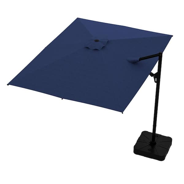FUFU&GAGA 13 ft. x 10 ft. Patio Umbrella Rectangles Market Umbrella Outdoor Cantilever Umbrella with 360° Rotation in Navy Blue