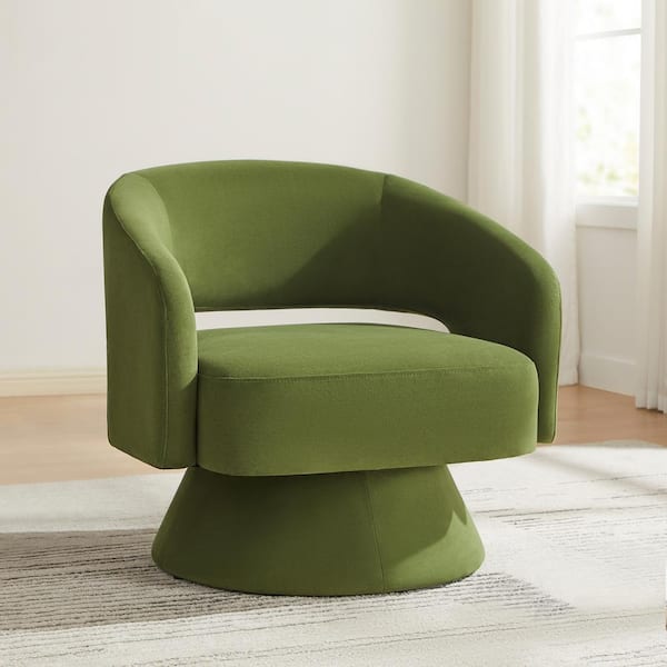 Spruce & Spring Muses Green Fabric Swivel Accent Arm Chair