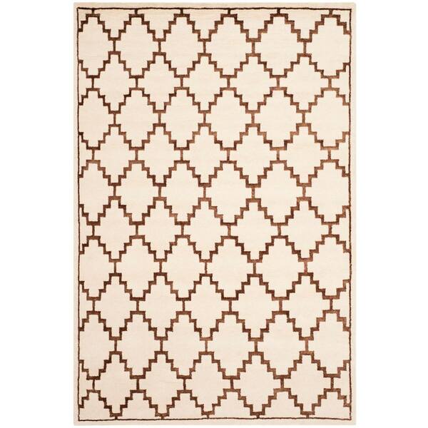 Mosaic 6 ft. x 9 ft. Ivory/Brown Trellis Area Rug