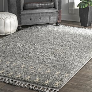 Vasiliki Moroccan Tassel Shag Silver 7 ft. x 9 ft. Area Rug