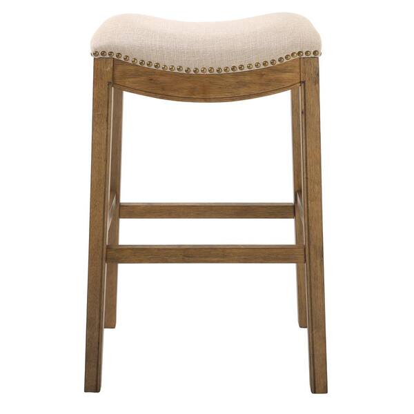 NewRidge Home Goods Saddle 31 in. Natural Backless Wood Bar Stool with