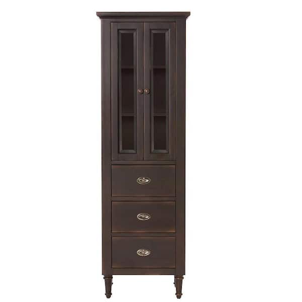 Home Decorators Collection Fallston 22 in. W x 16 in. D x 68 in. H 2-Door Linen Cabinet in Weathered Brown