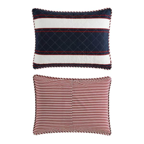 Nautica Wesley 3-Piece Navy 100% Cotton Reversible Full/Queen Quilt Set