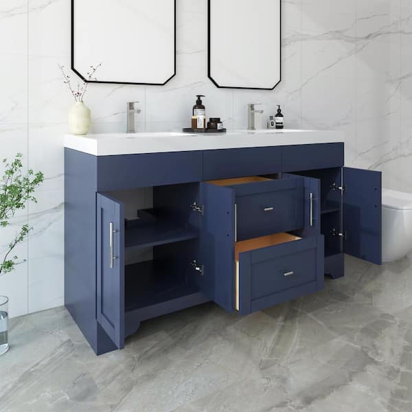 HOMEVY STUDIO Agnea 60 in. W. x 21 in. D x 35 in. H Double Sink