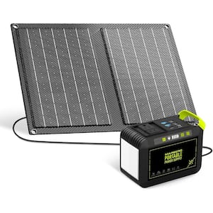 120-Watt Camping Solar Generator with 88Wh Portable Power Station and 21-Watt Solar Panel, LED, USB QC3.0