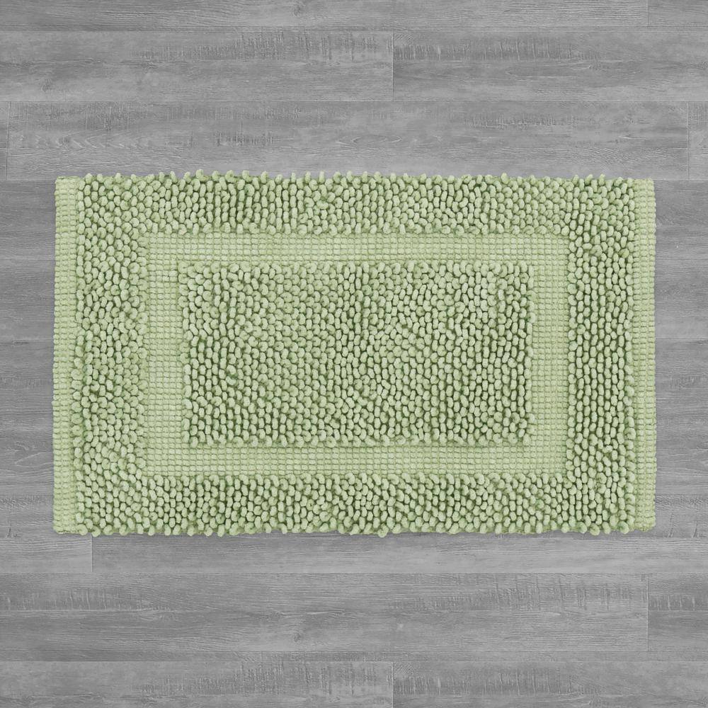 Sage Green Cotton Chenille Non-Slip Bath Mat 17" x 24"