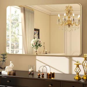 30 in. W x 48.2 in. H Gold Rectangle Aluminum Frame Wall-Mounted Bathroom Mirror/Vanity Mirror