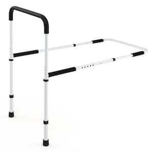 350 lbs. 1-Piece Bed Assist Rail Adjustable, Safety Bed Handle with Leg, Fall Prevention Bed Rails in White
