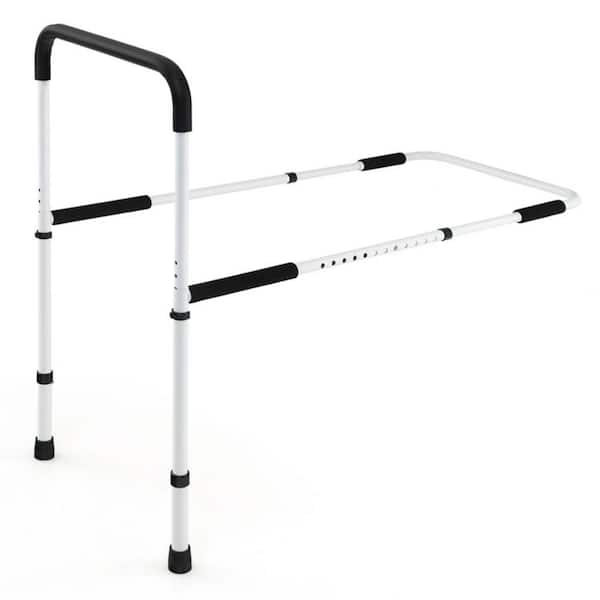 Aoibox 350 lbs. 1-Piece Bed Assist Rail Adjustable, Safety Bed Handle with Leg, Fall Prevention Bed Rails in White