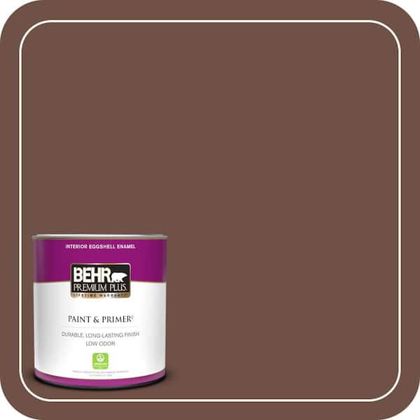 BEHR PREMIUM PLUS 1 qt. #PMD-108 Double Chocolate Eggshell Enamel Low Odor Interior Paint & Primer