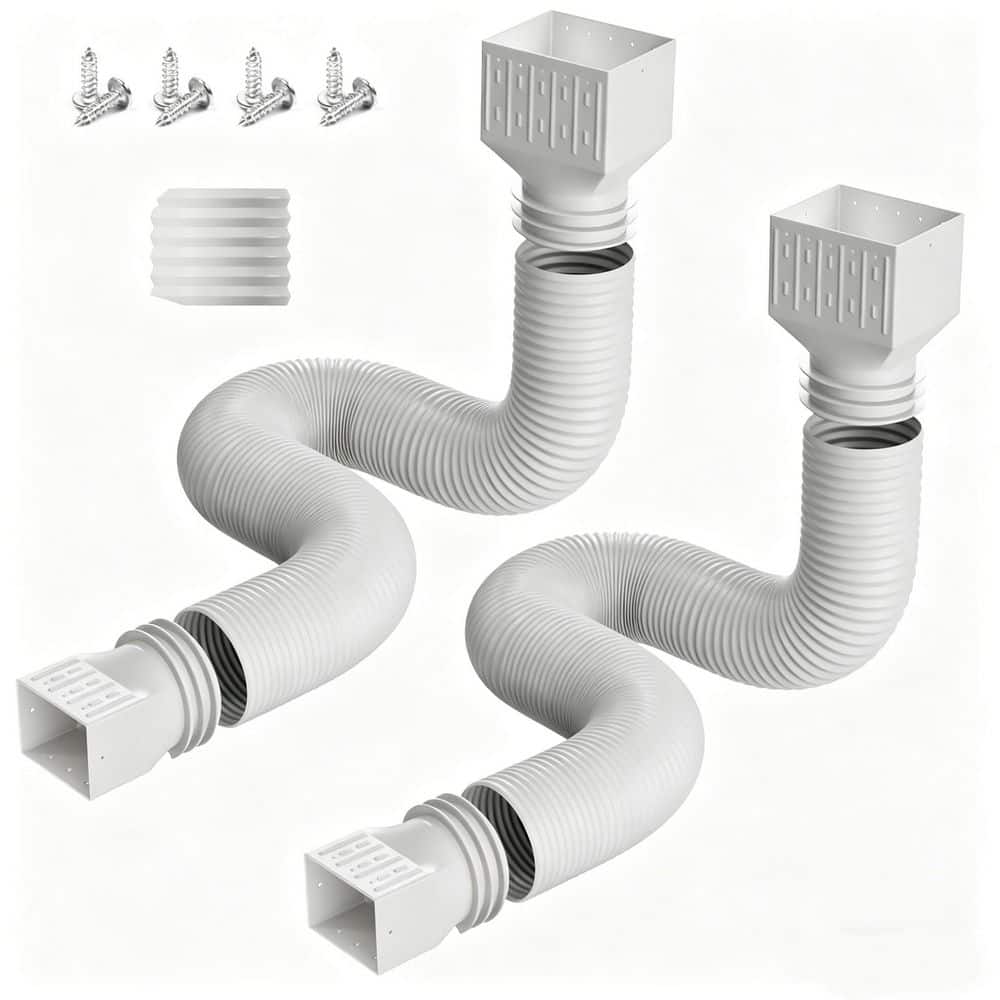 2 Pack White 2 in. x 10 ft. Rain Gutter Downspout Extensions, Flexible Corrugated Drain Pipe for Rainwater Drainage price history on PriceWatchPro